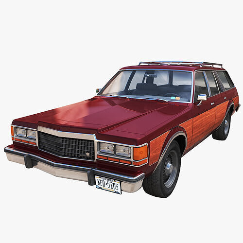 American station wagon Low-poly 3D model
