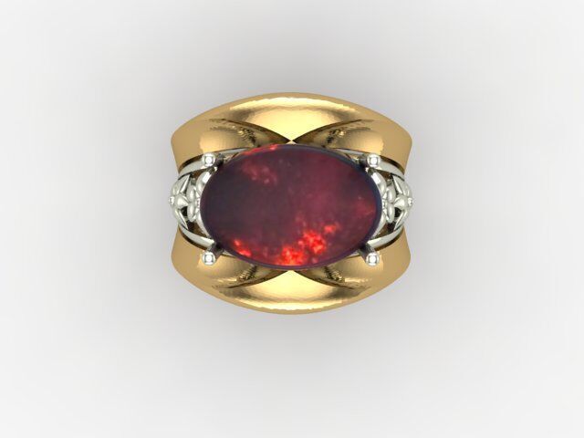 opal gold ring  3D print model_1