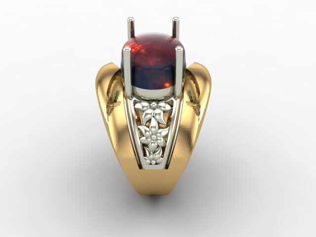 opal gold ring  3D print model_2