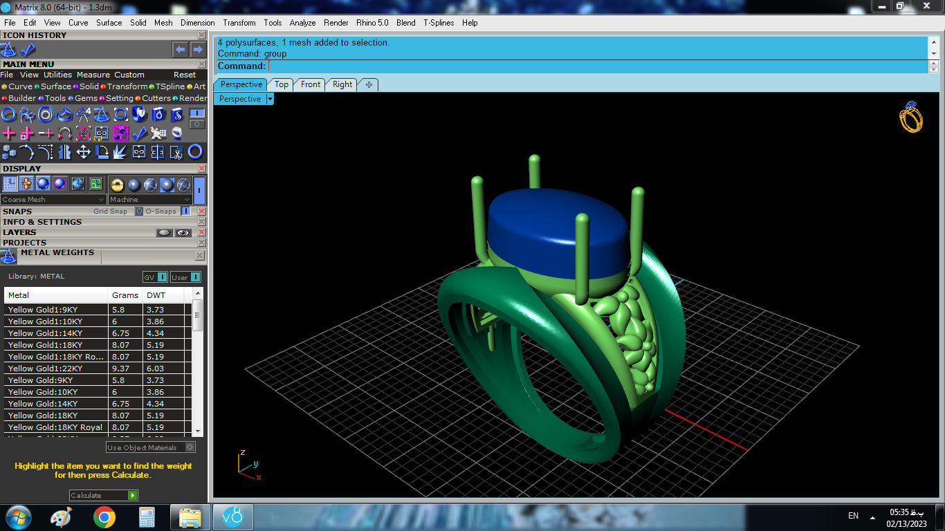 opal gold ring  3D print model_4