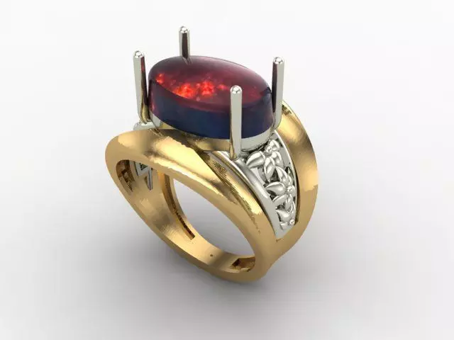 opal gold ring  3D print model_0