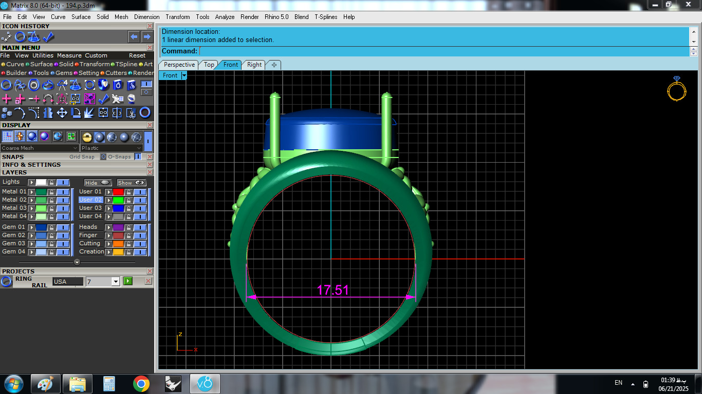 opal gold ring  3D print model_5