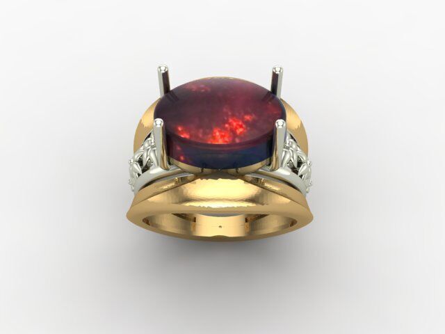 opal gold ring  3D print model_3