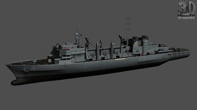 Refueller USS Carrier Low-poly 3D model