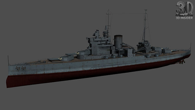 Queen Elizabeth Battleship Low-poly 3D model