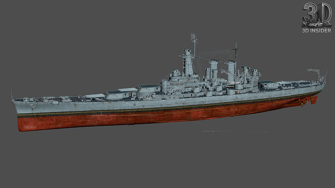 North Carolina 1942 Battleship Low-poly 3D model