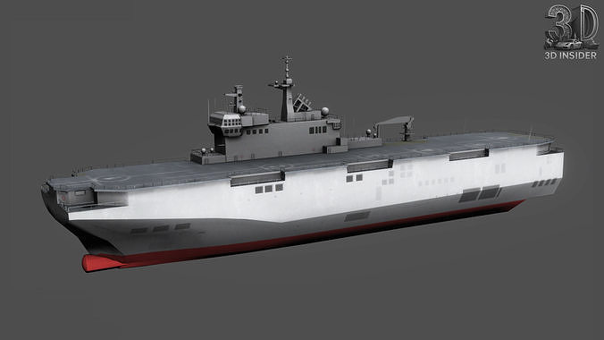 Mistral Helicopter Carrier Low-poly 3D model