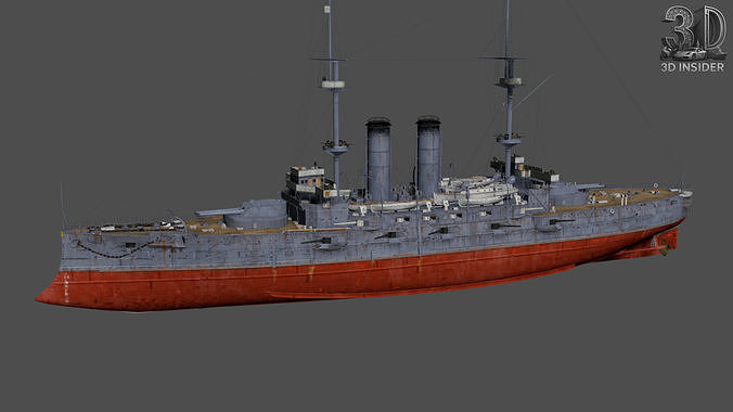 Mikasa 1905 Battleship Low-poly 3D model