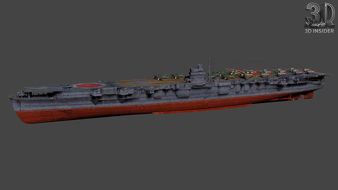 Hiryu 1942 Aircraft Carrier Low-poly 3D model