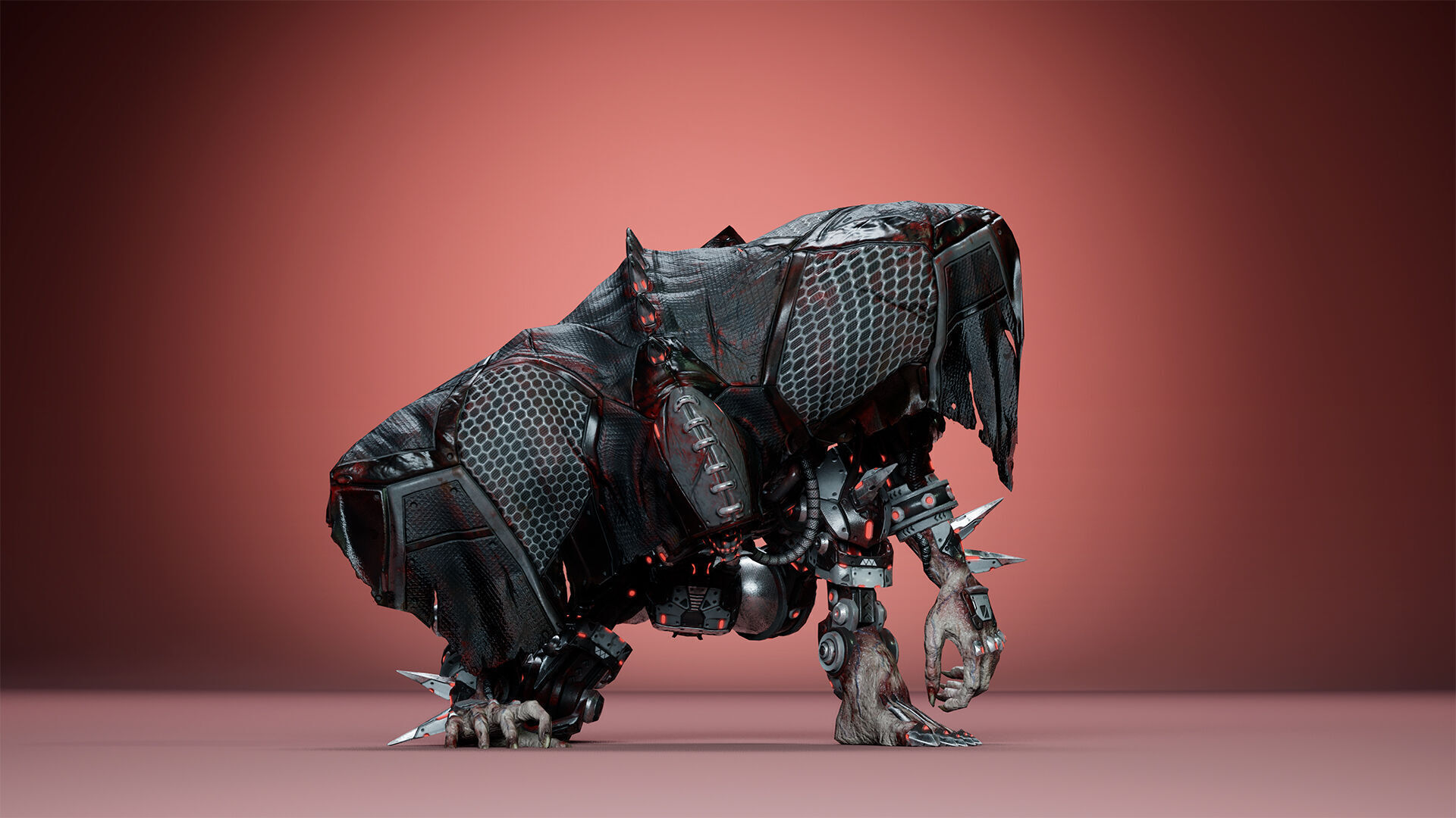 Cyborg Giant Low-poly 3D model_9