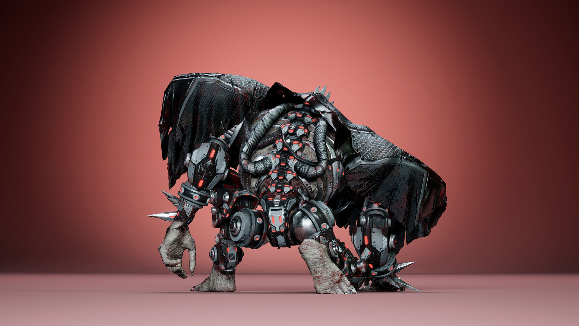Cyborg Giant Low-poly 3D model_10