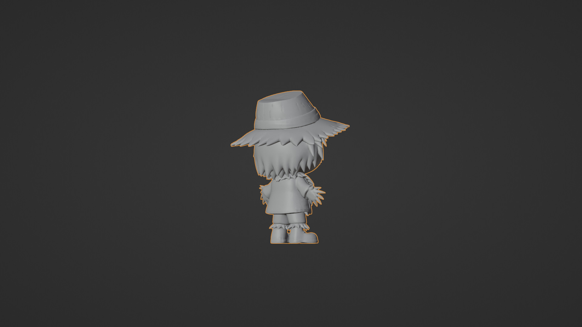 Cute Cartoon Scarecrow  Low-poly 3D model_12