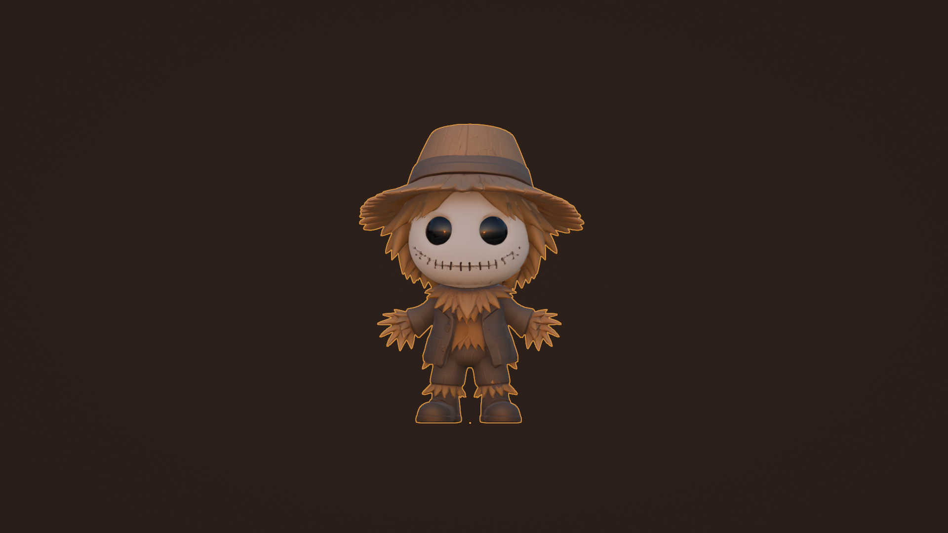 Cute Cartoon Scarecrow  Low-poly 3D model_4