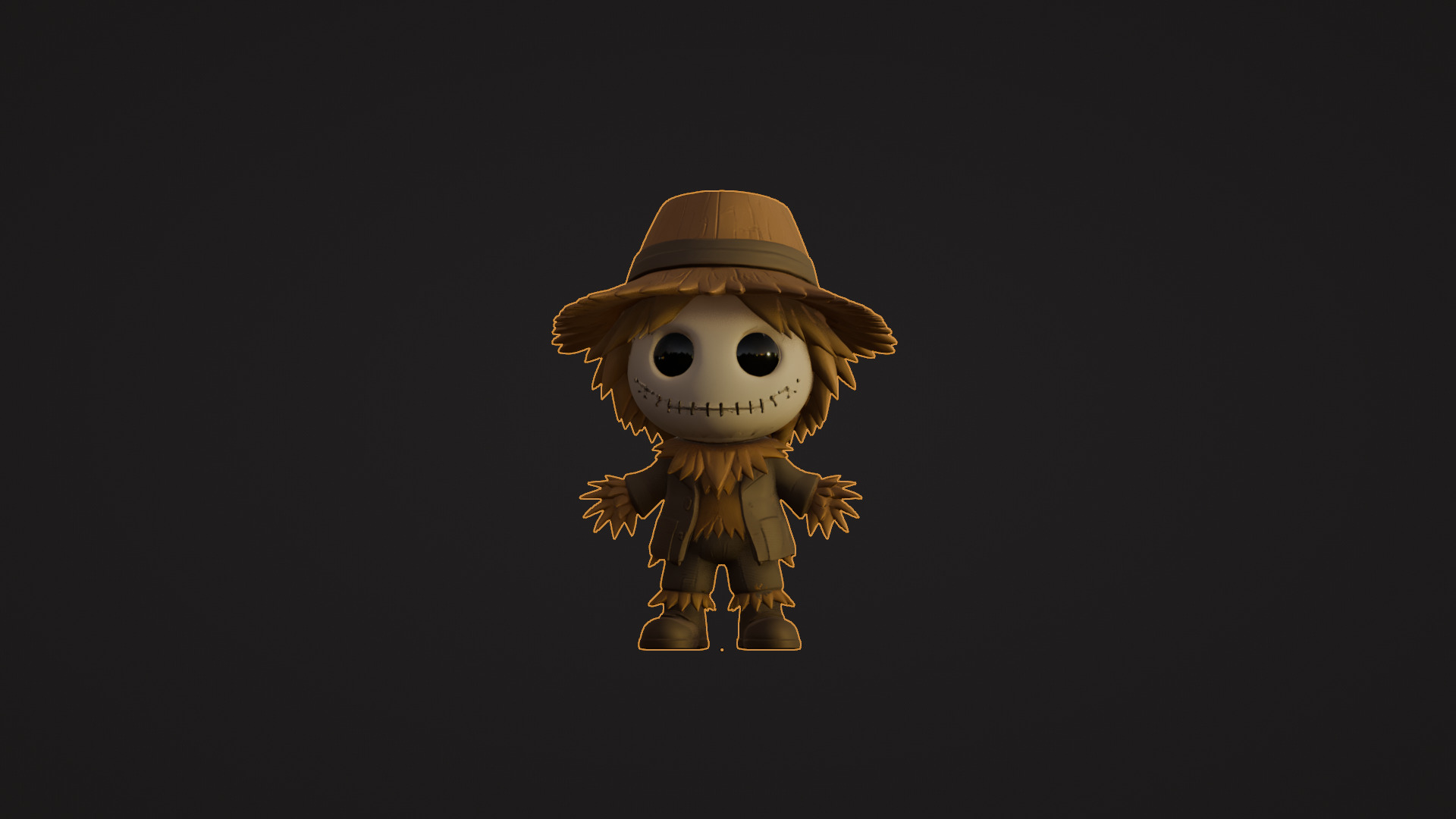 Cute Cartoon Scarecrow  Low-poly 3D model_3