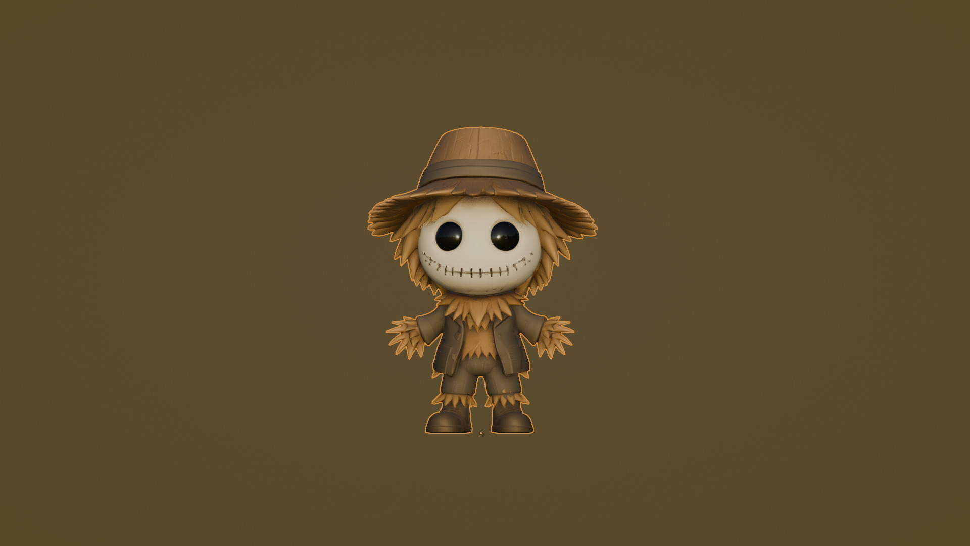 Cute Cartoon Scarecrow  Low-poly 3D model_7
