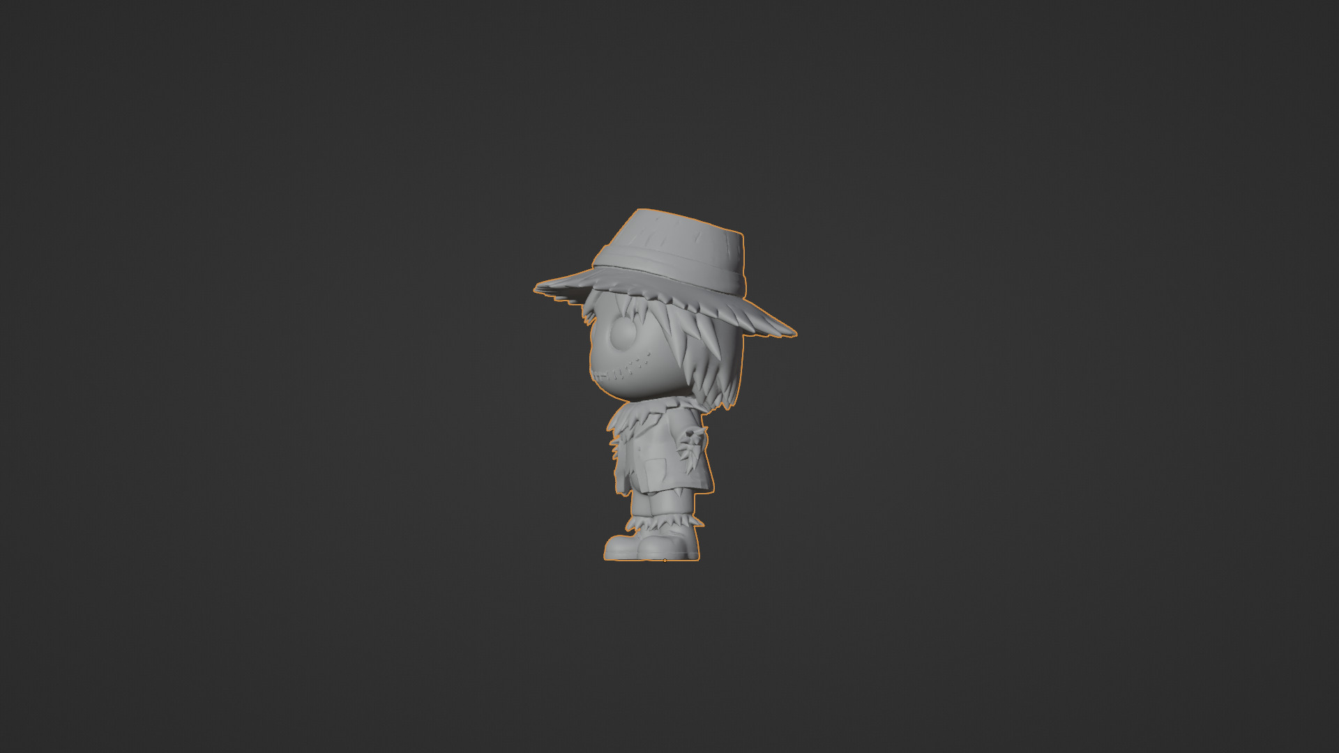 Cute Cartoon Scarecrow  Low-poly 3D model_11