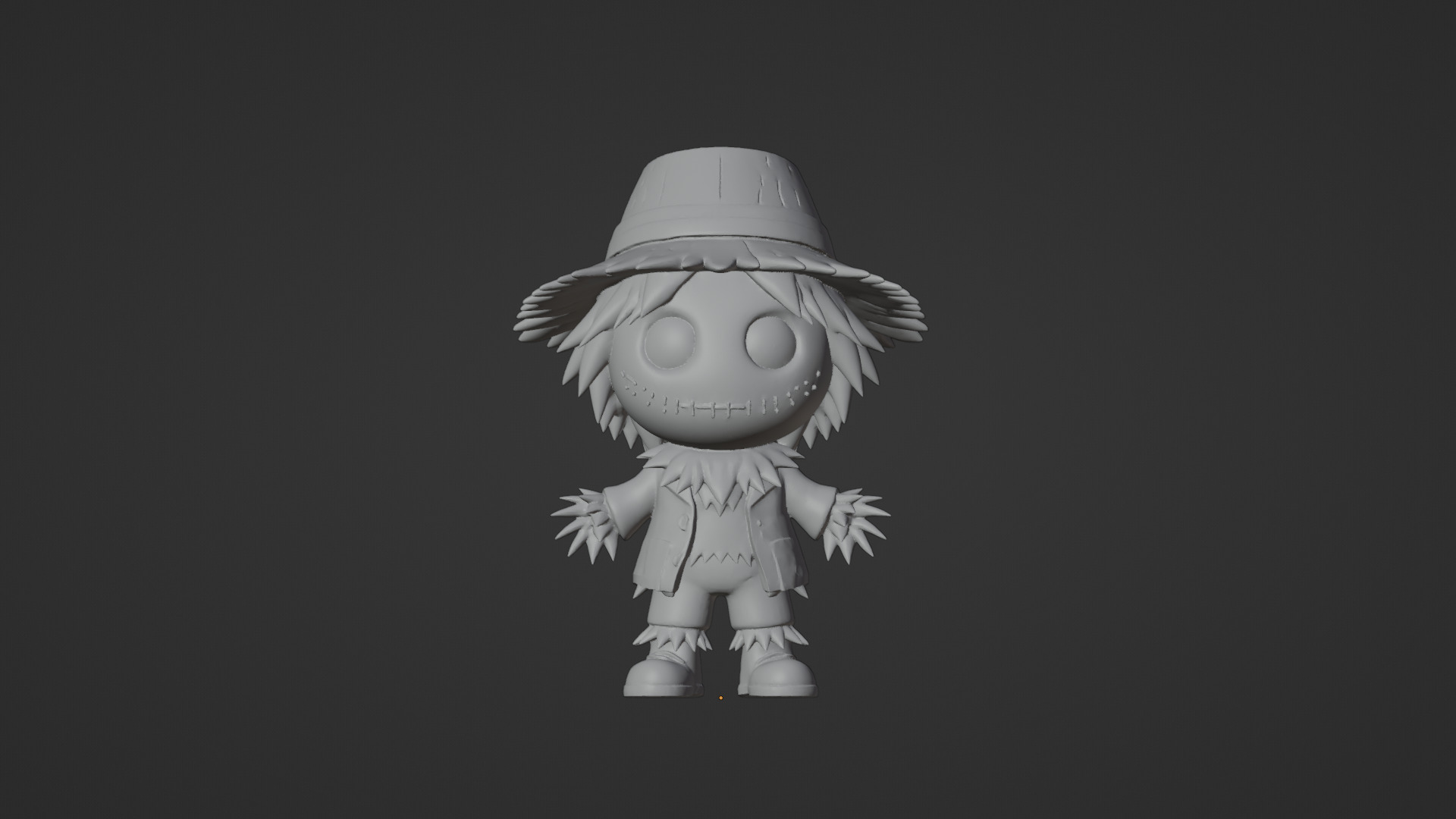 Cute Cartoon Scarecrow  Low-poly 3D model_5