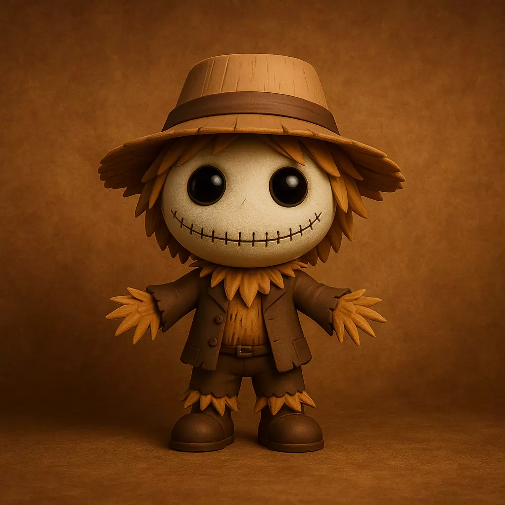Cute Cartoon Scarecrow  Low-poly 3D model_0