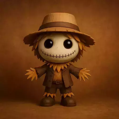 Cute Cartoon Scarecrow  Low-poly 3D model
