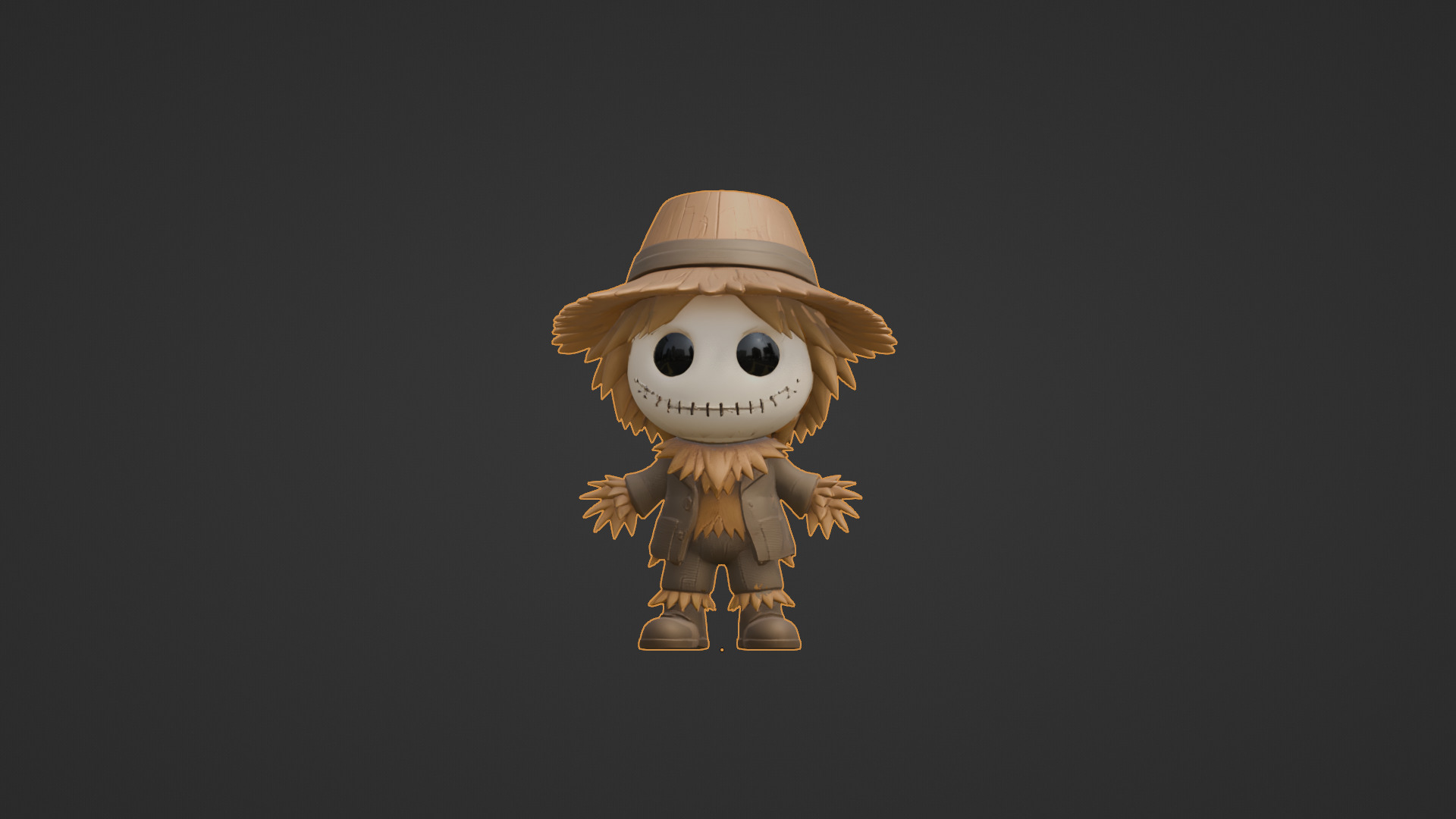 Cute Cartoon Scarecrow  Low-poly 3D model_8