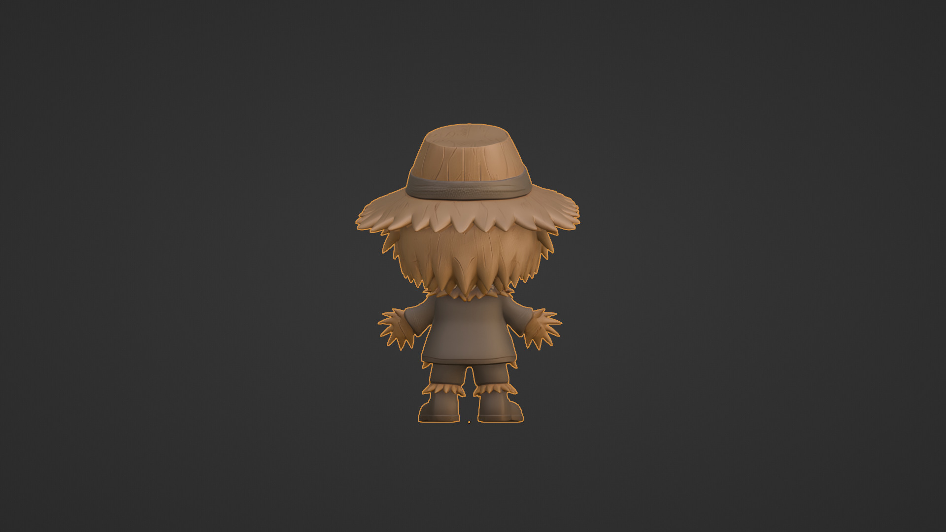 Cute Cartoon Scarecrow  Low-poly 3D model_9