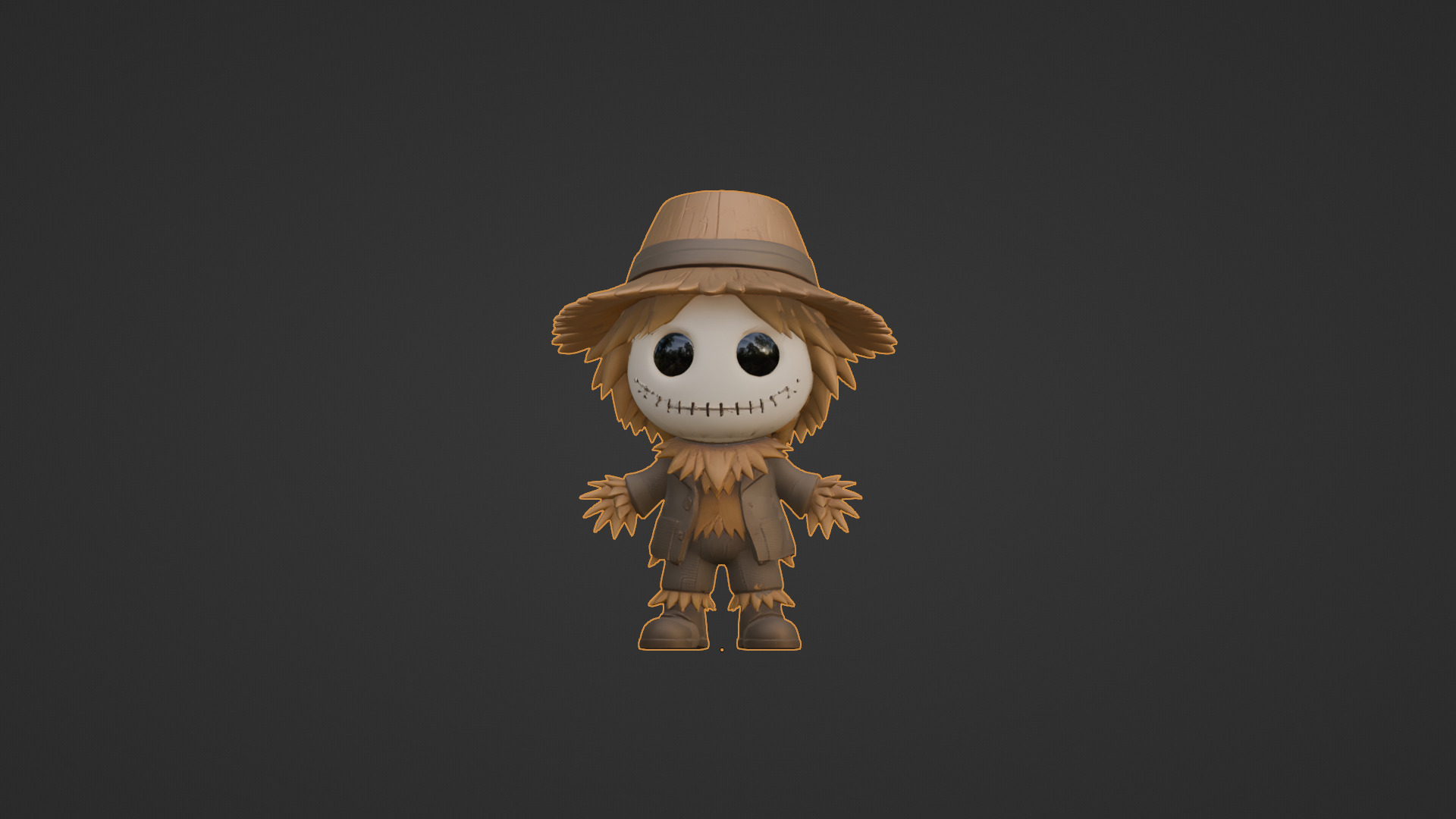 Cute Cartoon Scarecrow  Low-poly 3D model_2