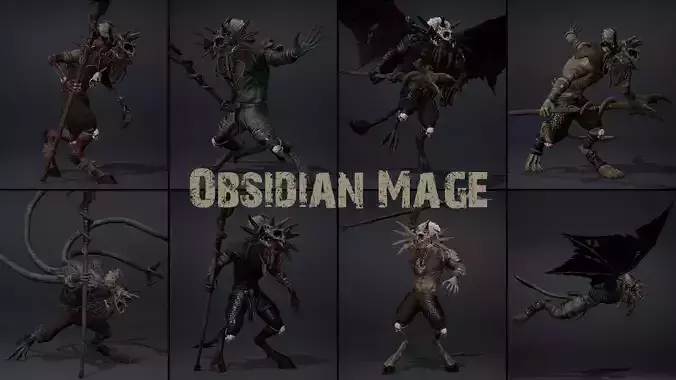 Obsidian Mage Low-poly 3D model
