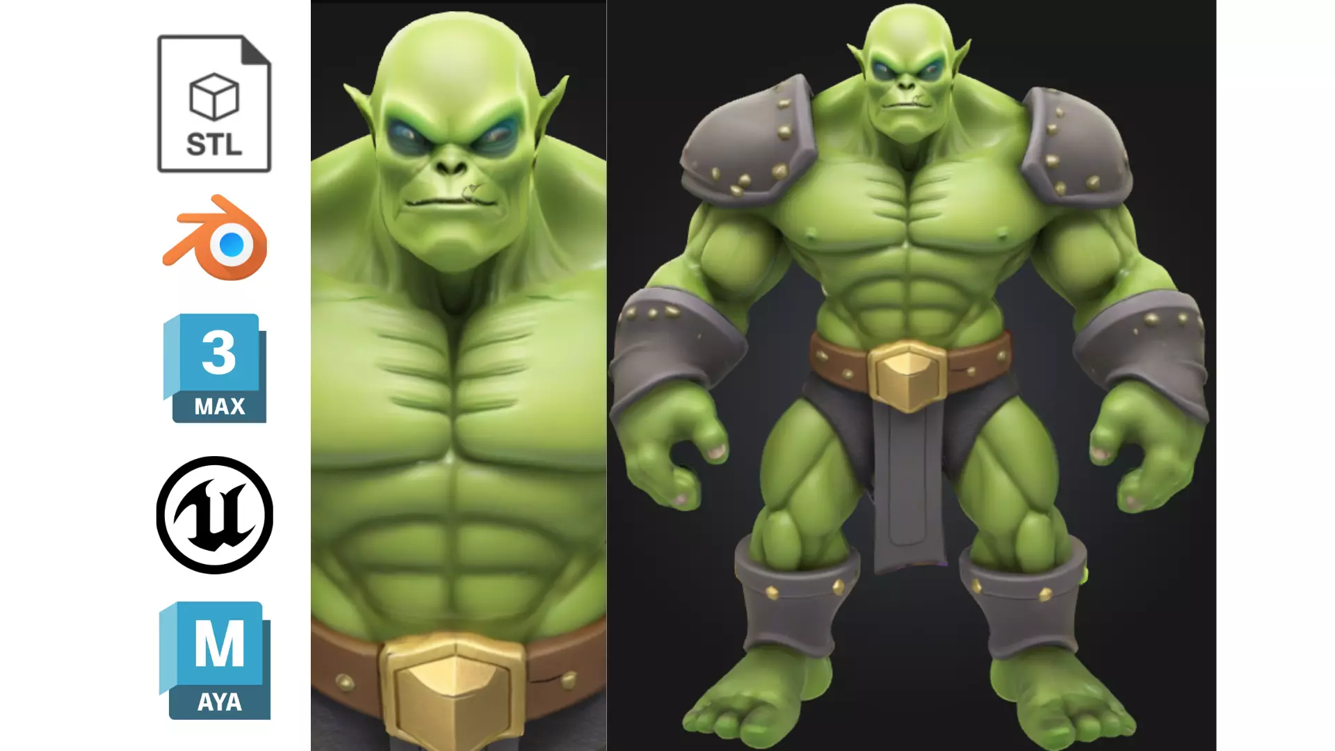 Stylized Orc Warrior Low-poly 3D model_0