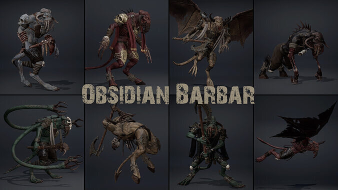 Obsidian Barbarian Low-poly 3D model