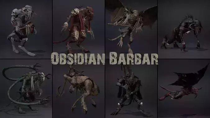 Obsidian Barbarian Low-poly 3D model
