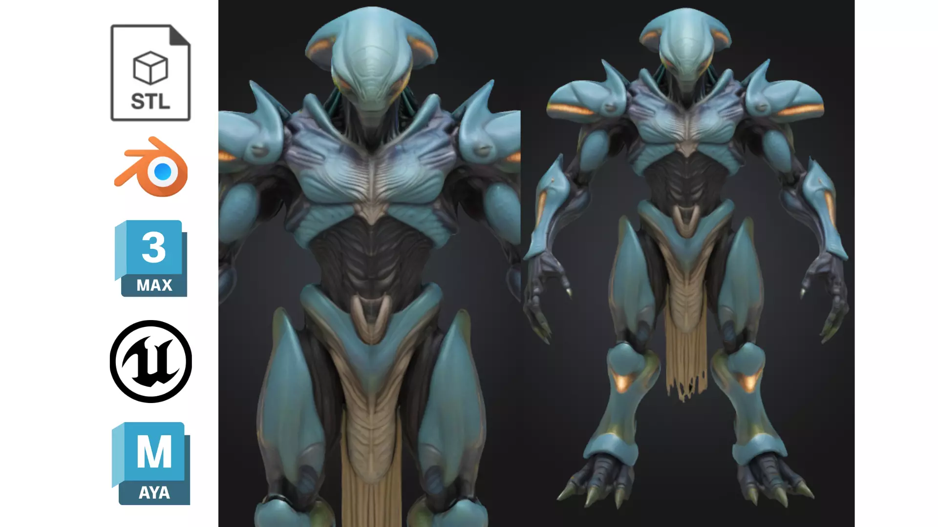 Alien Warrior Sci Fi Fantasy Low-poly 3D model_0