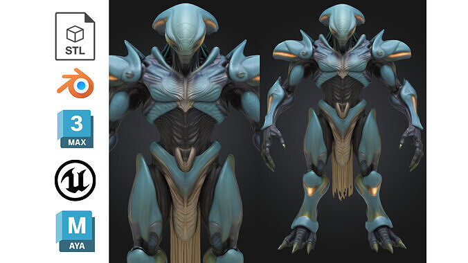 Alien Warrior Sci Fi Fantasy Low-poly 3D model