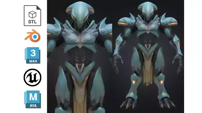 Alien Warrior Sci Fi Fantasy Low-poly 3D model