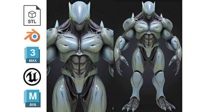 Stylized Alien Brute Armored Guardian Soldier Sci Fi Low-poly 3D model