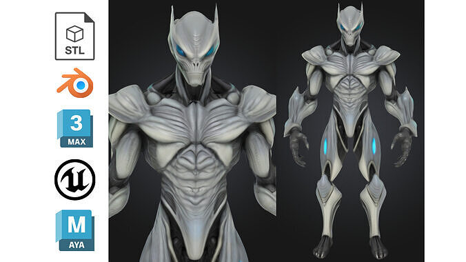 Alien Cyborg Futuristic Low-poly 3D model