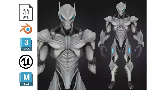 Alien Cyborg Futuristic Low-poly 3D model
