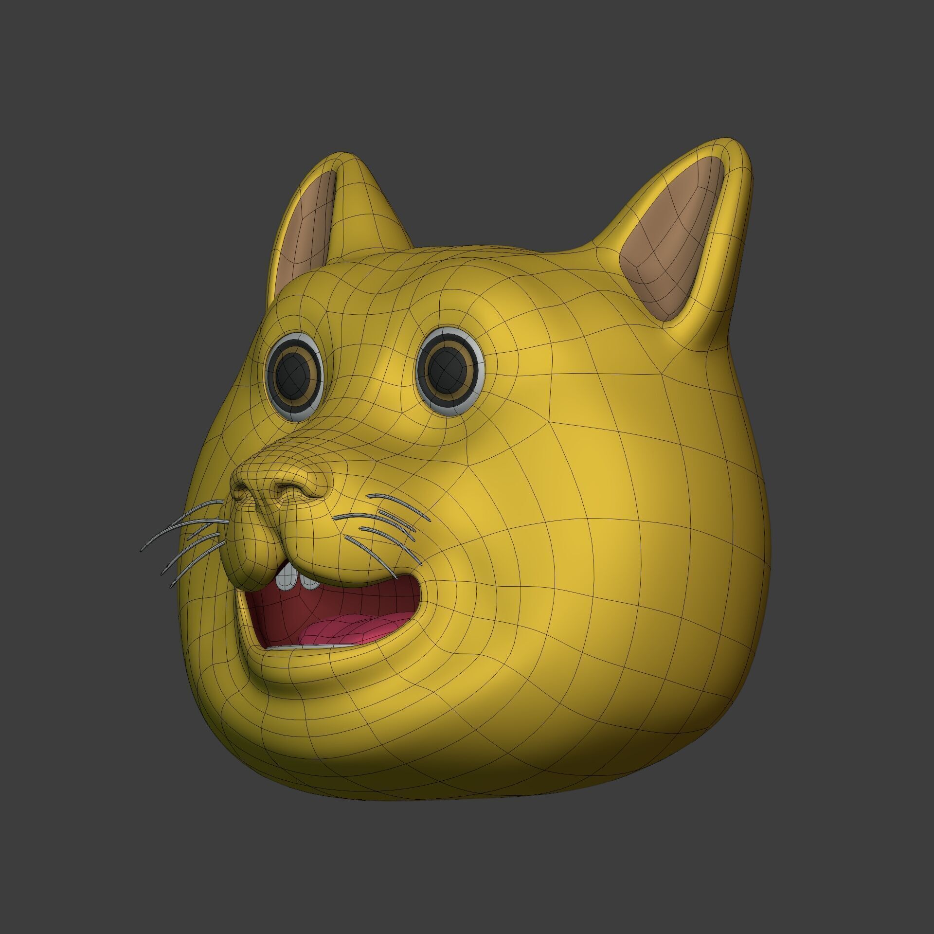 Cat Smiley - Emoji - Icon - Emoticon Head Low-poly 3D model_14