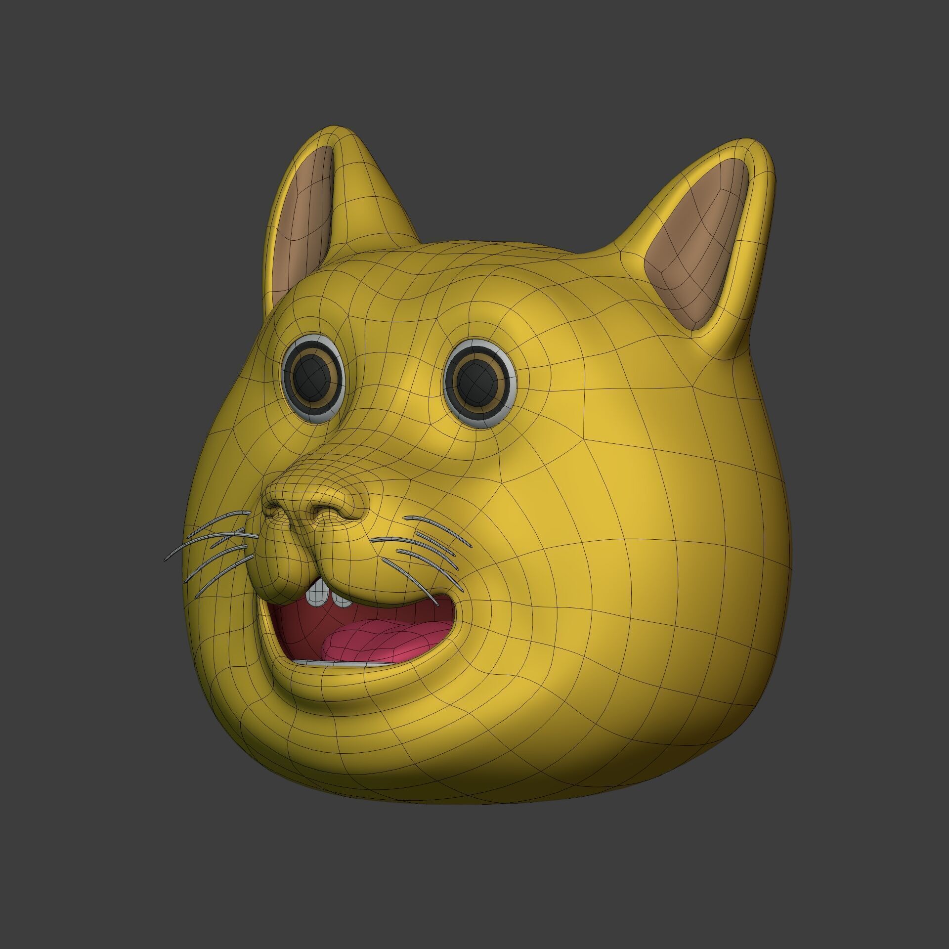 Cat Smiley - Emoji - Icon - Emoticon Head Low-poly 3D model_6