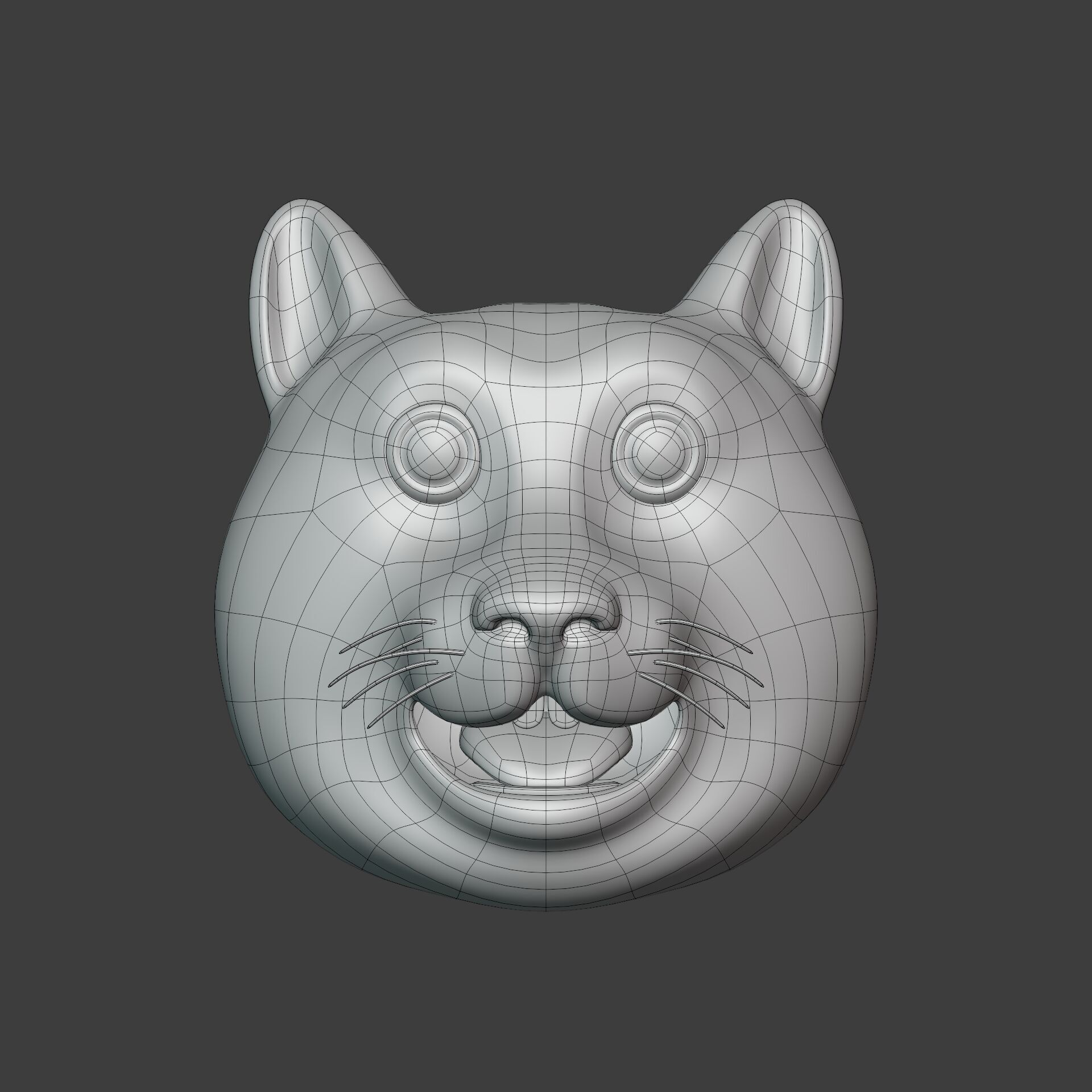 Cat Smiley - Emoji - Icon - Emoticon Head Low-poly 3D model_4