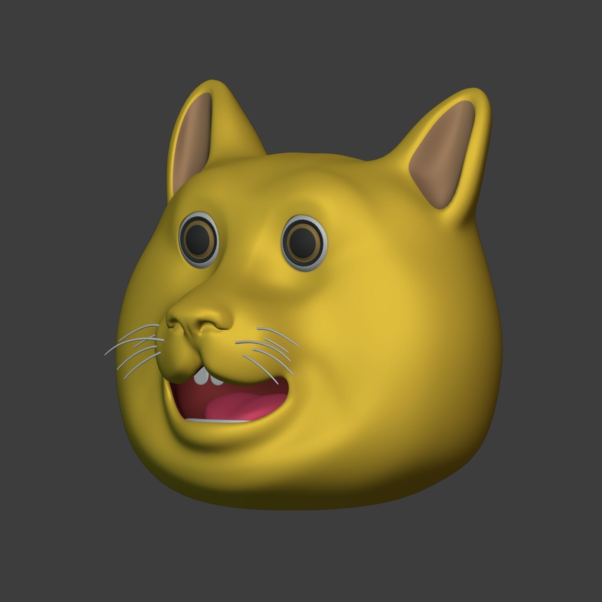 Cat Smiley - Emoji - Icon - Emoticon Head Low-poly 3D model_5