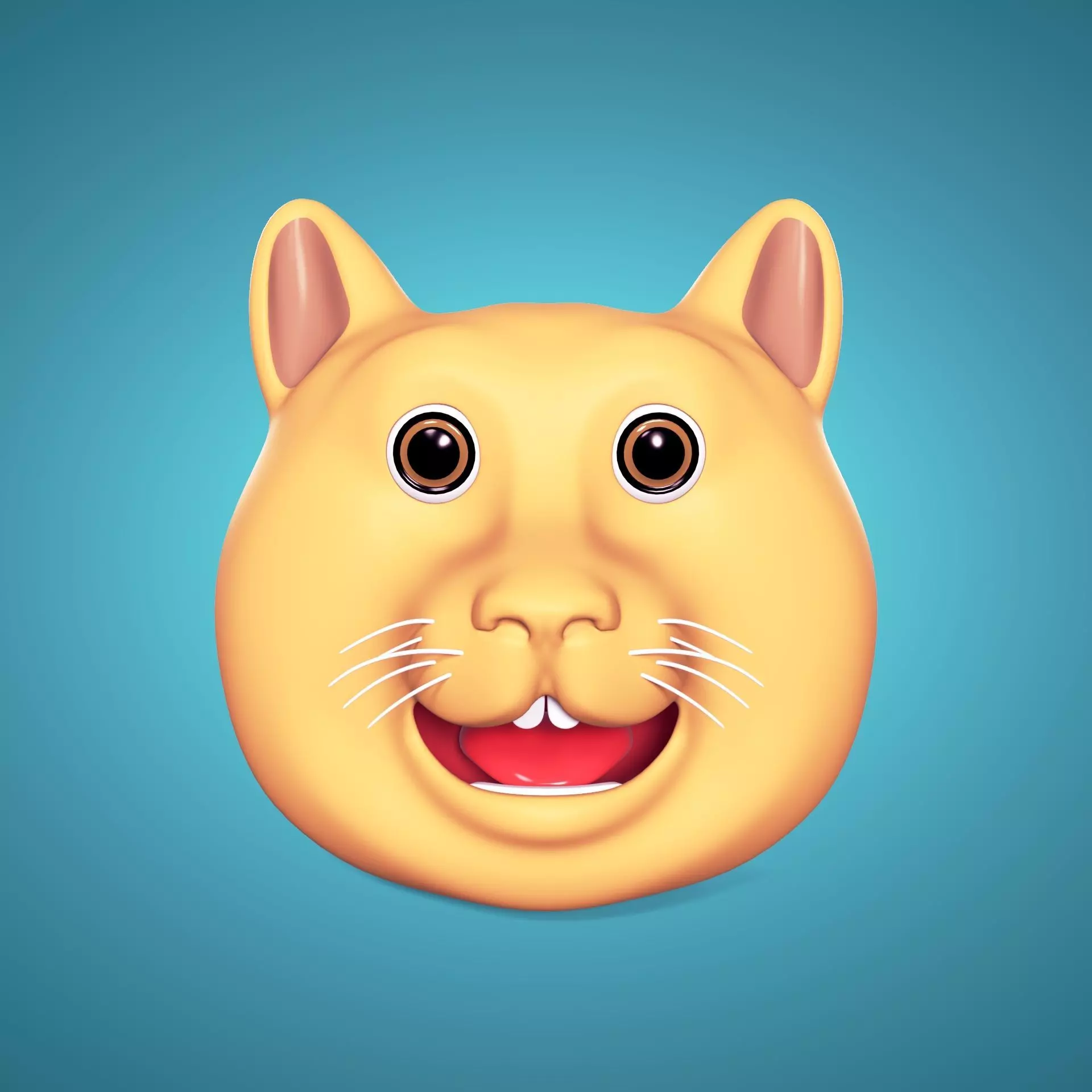 Cat Smiley - Emoji - Icon - Emoticon Head Low-poly 3D model_0
