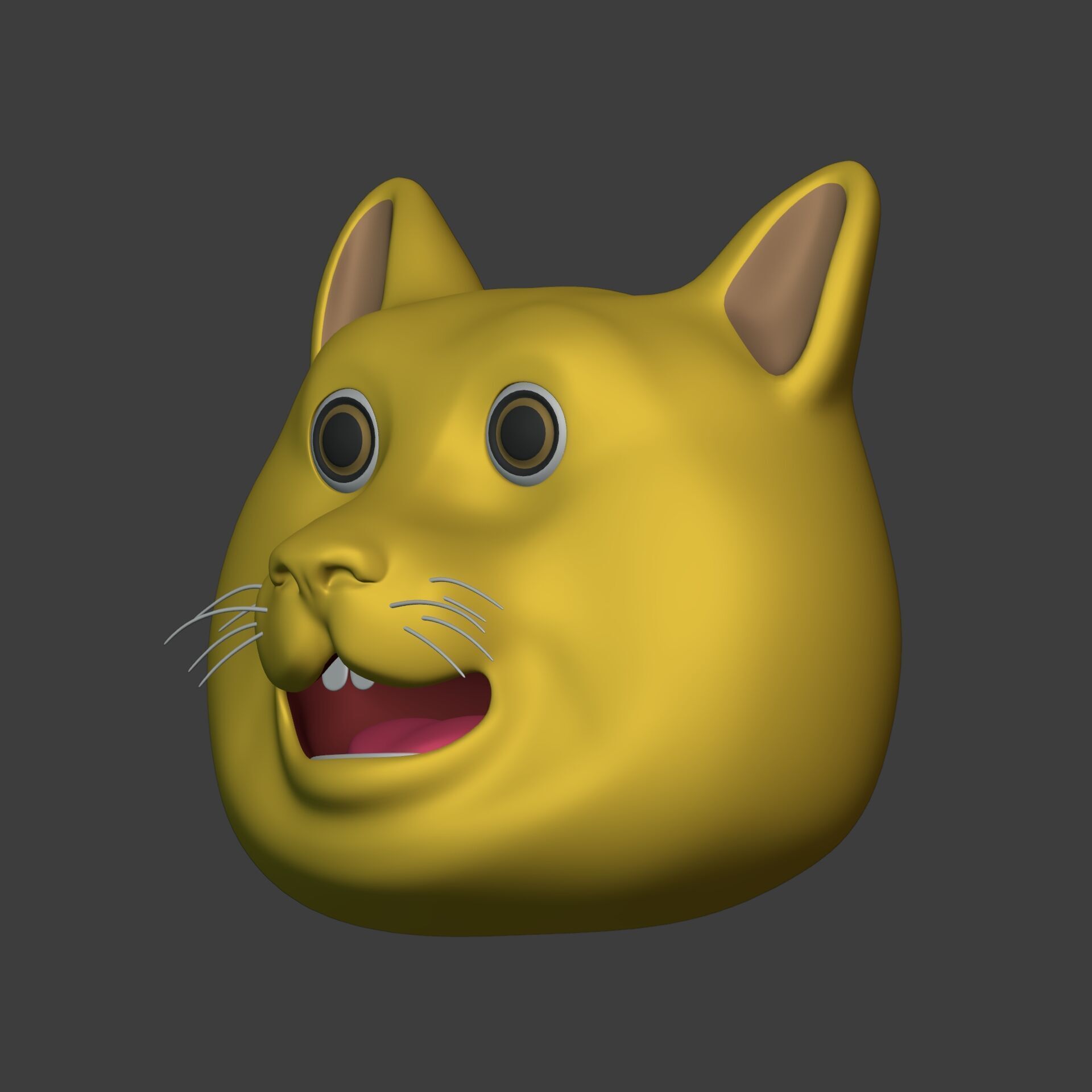 Cat Smiley - Emoji - Icon - Emoticon Head Low-poly 3D model_13