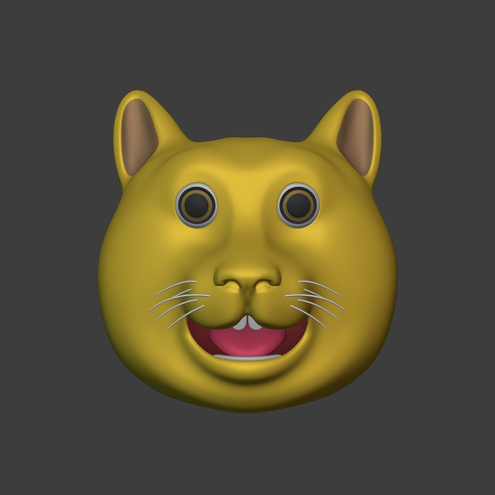 Cat Smiley - Emoji - Icon - Emoticon Head Low-poly 3D model_1
