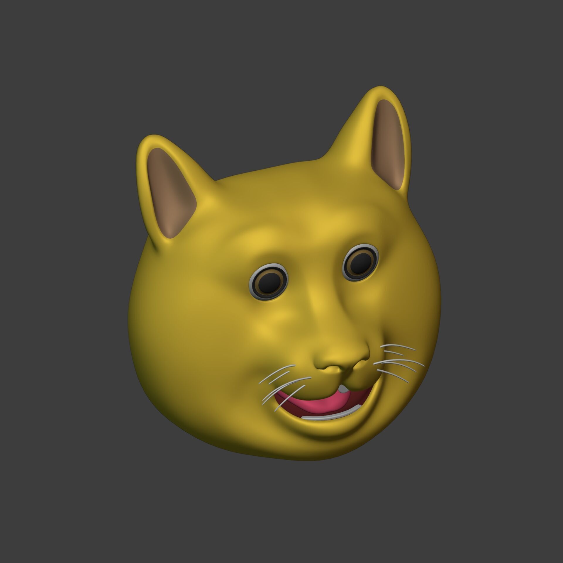 Cat Smiley - Emoji - Icon - Emoticon Head Low-poly 3D model_9