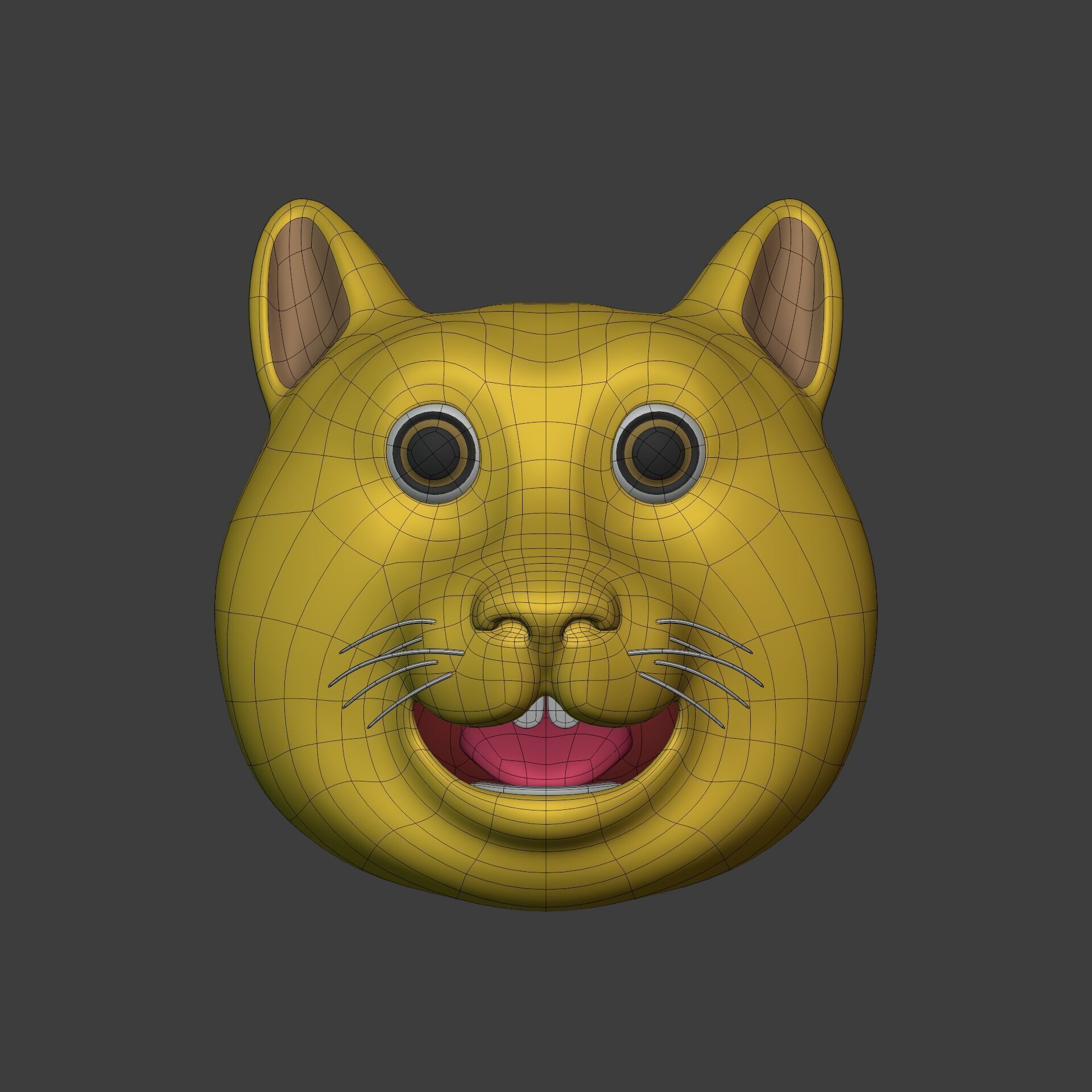 Cat Smiley - Emoji - Icon - Emoticon Head Low-poly 3D model_2