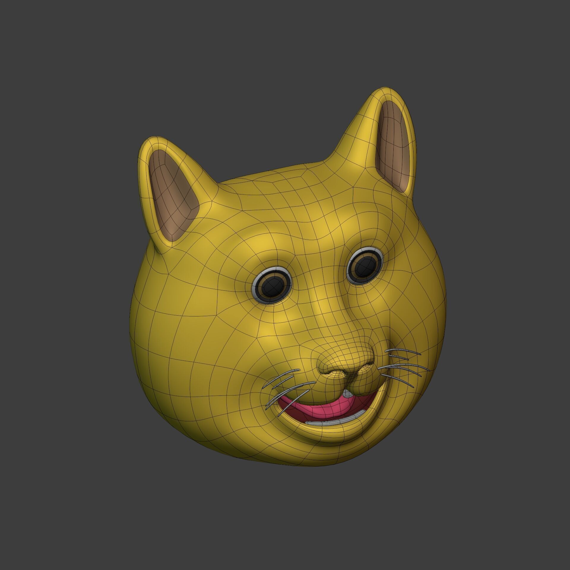 Cat Smiley - Emoji - Icon - Emoticon Head Low-poly 3D model_10