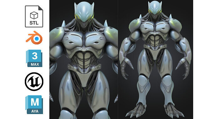 Alien Warrior Sci Fi Futuristic Low-poly 3D model