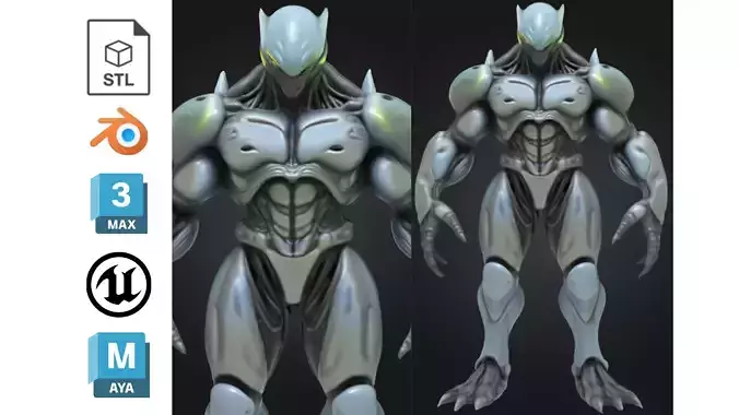 Alien Warrior Sci Fi Futuristic Low-poly 3D model