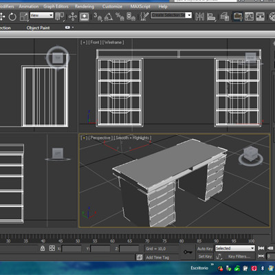 Desktop desk with two drawers 3D model_7