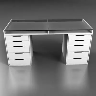 Desktop desk with two drawers 3D model_0